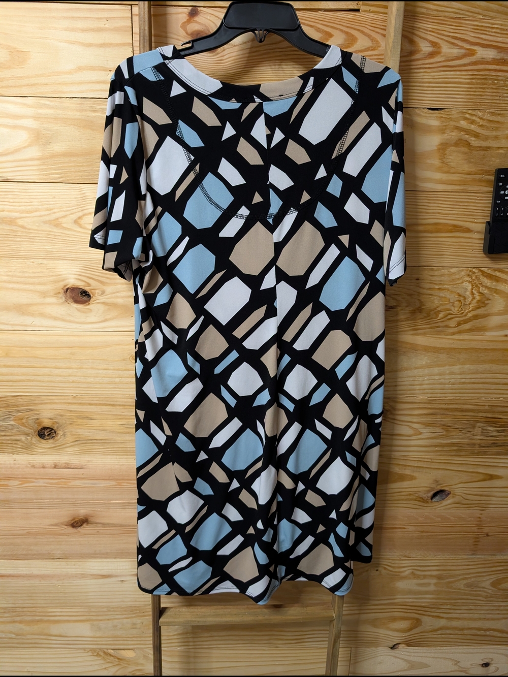 Karen Kane Black, Light Blue & Tan Geometric Midi Dress - Picture 3 of 3